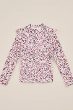 Meisjes geribd T-shirt met ruches