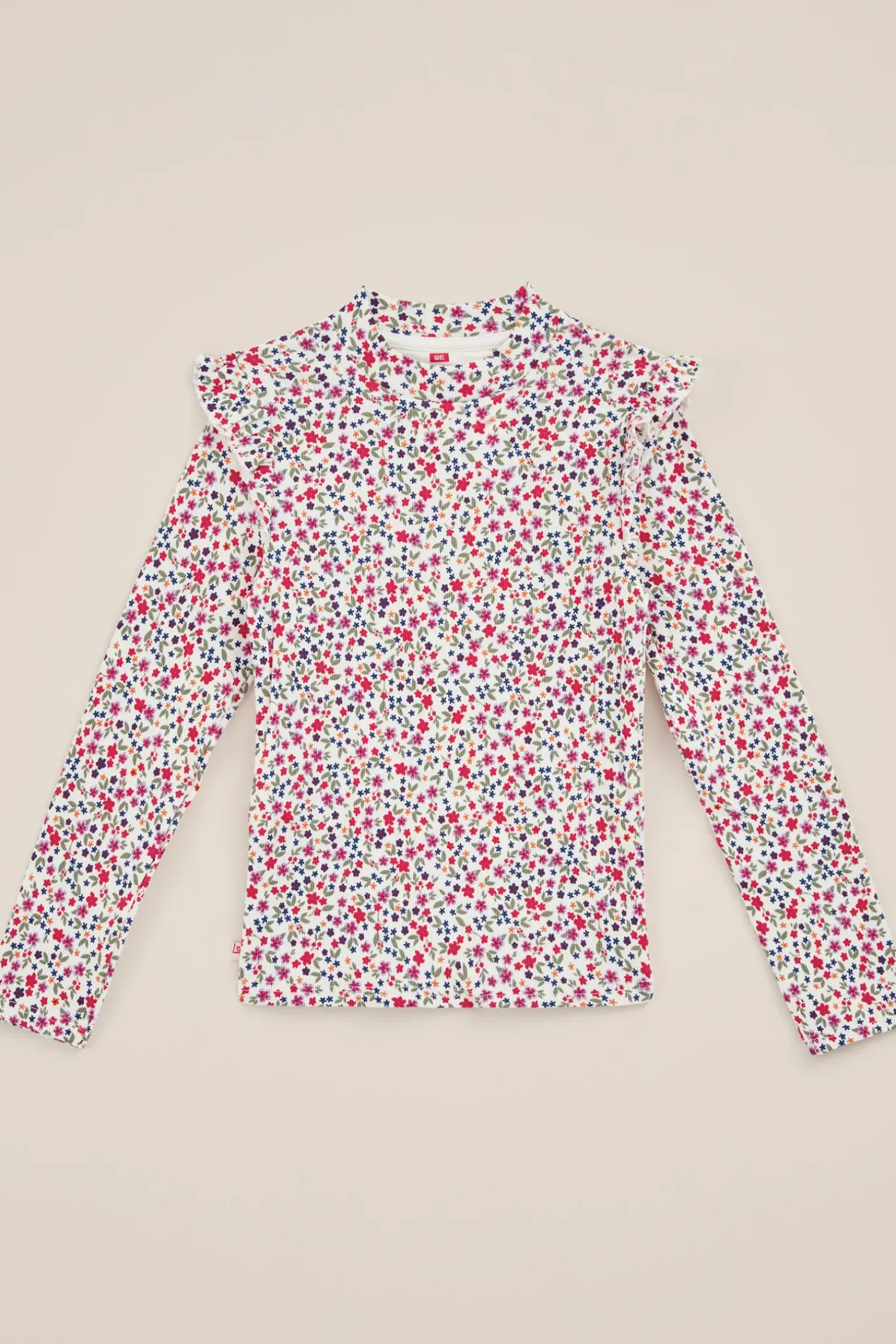 Meisjes geribd T-shirt met ruches