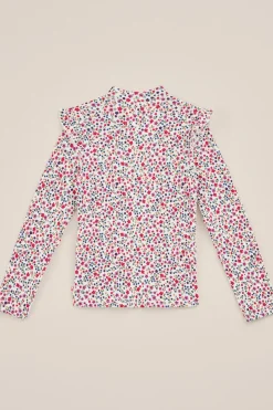 Meisjes geribd T-shirt met ruches