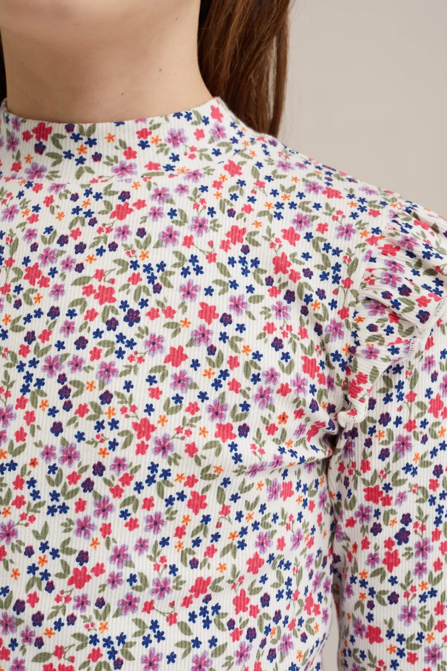 Meisjes geribd T-shirt met ruches