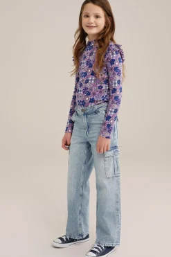 Meisjes geribd T-shirt met ruches