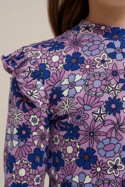 Meisjes geribd T-shirt met ruches
