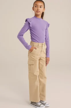 Meisjes geribd T-shirt met ruches