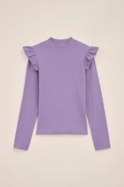 Meisjes geribd T-shirt met ruches