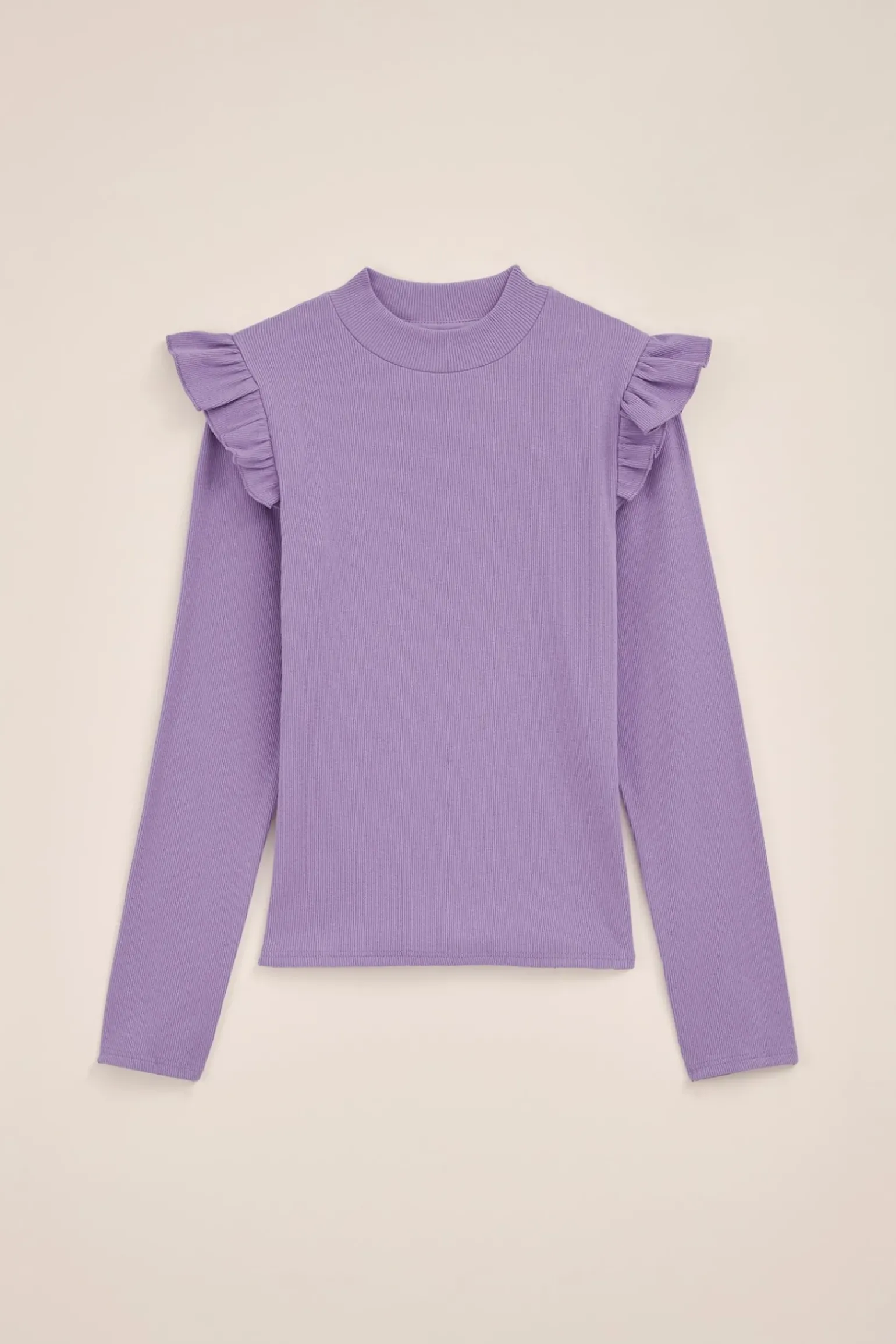 Meisjes geribd T-shirt met ruches