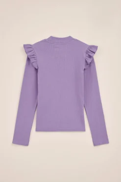 Meisjes geribd T-shirt met ruches