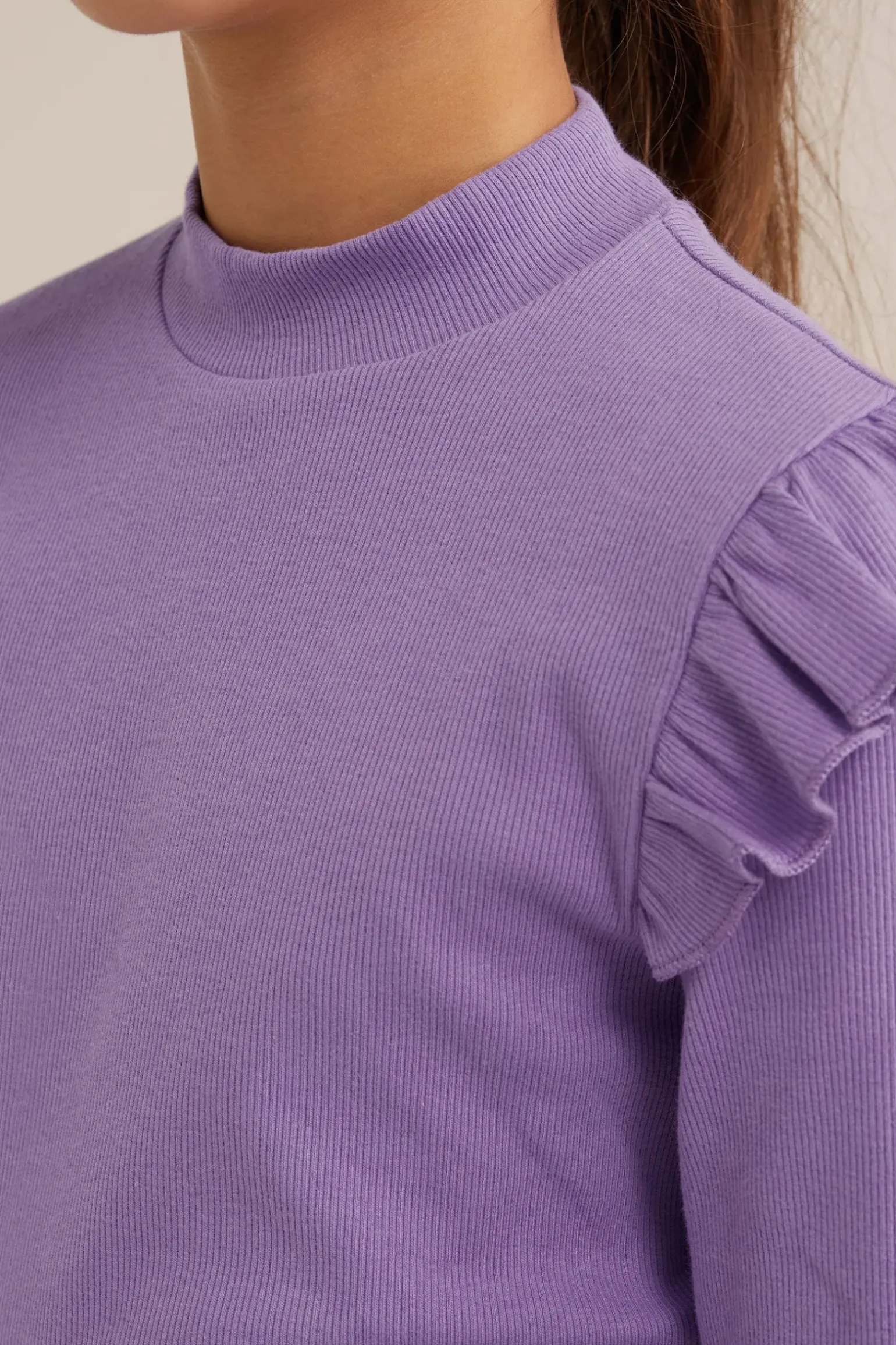 Meisjes geribd T-shirt met ruches