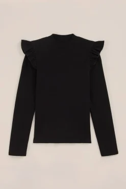 Meisjes geribd T-shirt met ruches