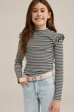Meisjes geribd T-shirt met ruches