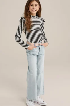 Meisjes geribd T-shirt met ruches