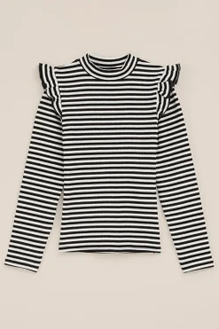 Meisjes geribd T-shirt met ruches
