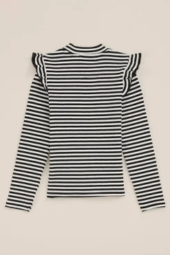 Meisjes geribd T-shirt met ruches