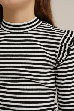 Meisjes geribd T-shirt met ruches