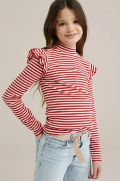 Meisjes geribd T-shirt met ruches