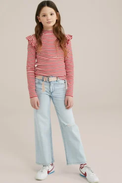 Meisjes geribd T-shirt met ruches