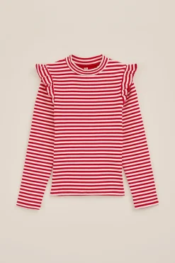 Meisjes geribd T-shirt met ruches
