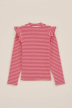 Meisjes geribd T-shirt met ruches