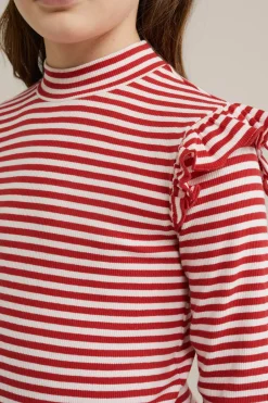Meisjes geribd T-shirt met ruches