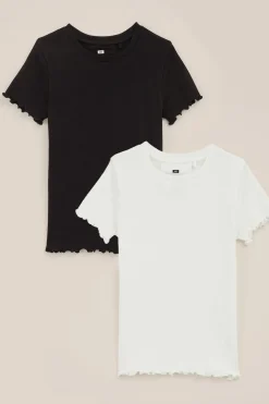 Meisjes geribd T-shirt, 2-pack