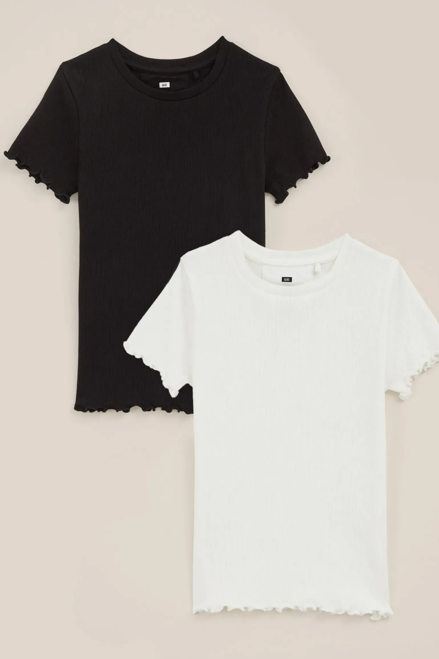 Meisjes geribd T-shirt, 2-pack
