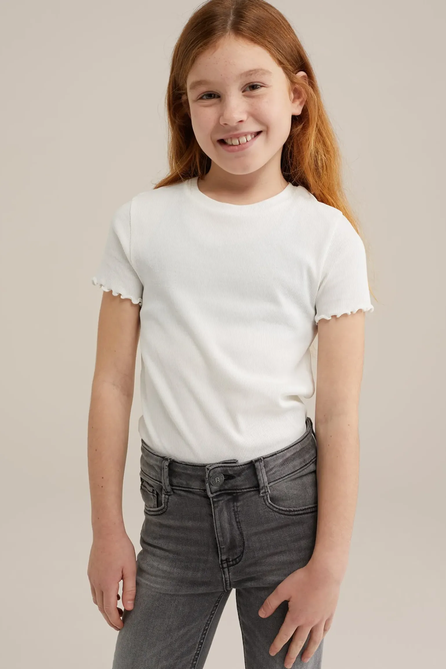 Meisjes geribd T-shirt, 2-pack
