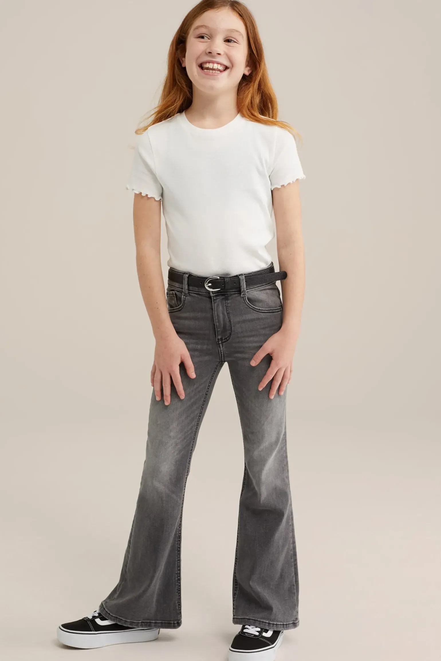 Meisjes geribd T-shirt, 2-pack