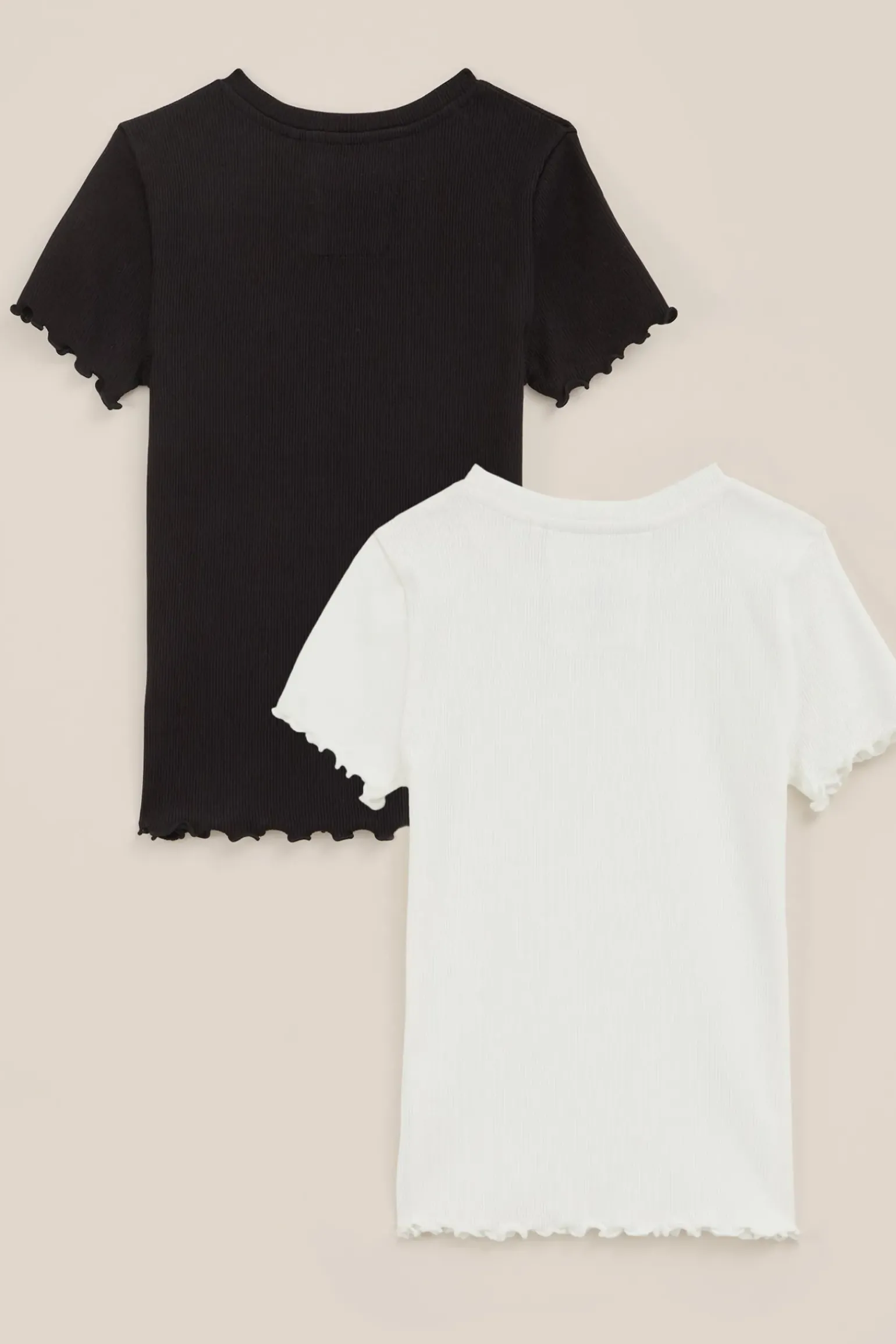 Meisjes geribd T-shirt, 2-pack