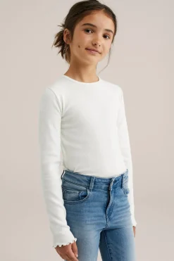 Meisjes geribd T-shirt, 2-pack