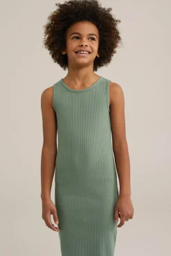 Meisjes jurk met rib structuur