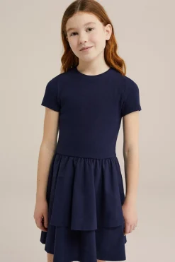 Meisjes jurk met ribstructuur