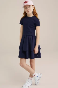Meisjes jurk met ribstructuur