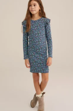 Meisjes jurk met rib structuur