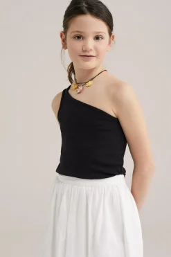 Meisjes one-shoulder top met dessin