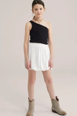 Meisjes one-shoulder top met dessin