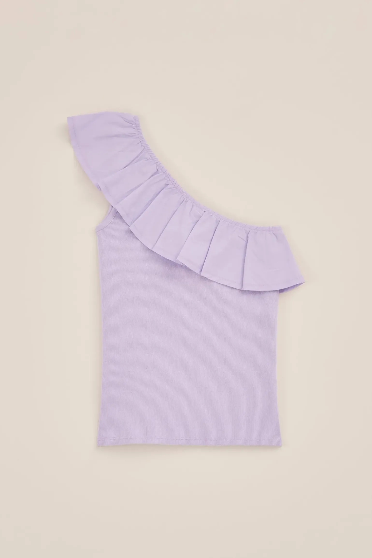 Meisjes one-shoulder top met ribstructuur