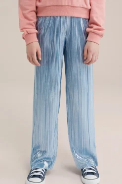 Meisjes plisse pantalon met metallic look