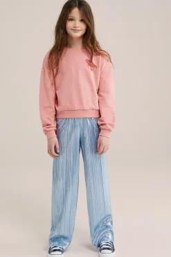 Meisjes plisse pantalon met metallic look