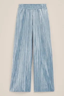 Meisjes plisse pantalon met metallic look