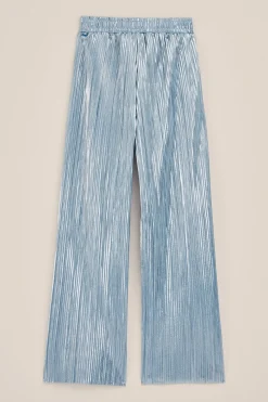 Meisjes plisse pantalon met metallic look