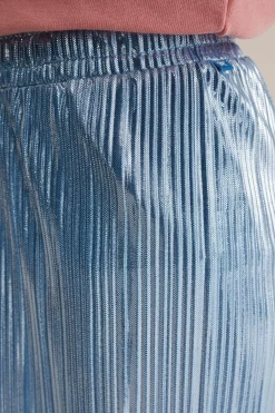 Meisjes plisse pantalon met metallic look