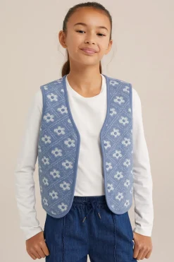 Meisjes reversible gilet met jacquard-dessin