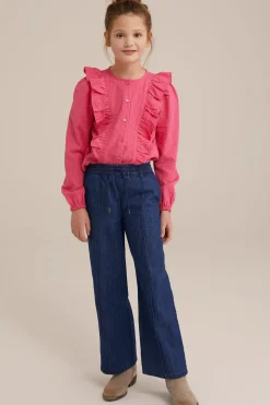 Meisjes seersucker blouse met dessin