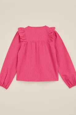 Meisjes seersucker blouse met dessin