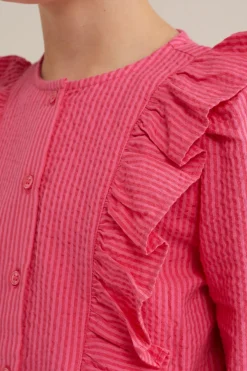 Meisjes seersucker blouse met dessin