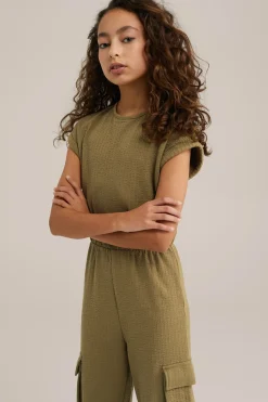 Meisjes seersucker cargojumpsuit