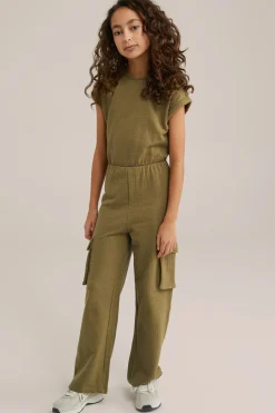 Meisjes seersucker cargojumpsuit