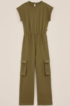 Meisjes seersucker cargojumpsuit