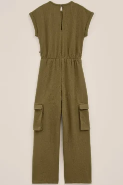 Meisjes seersucker cargojumpsuit