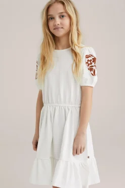 Meisjes seersucker jurk met embroidery