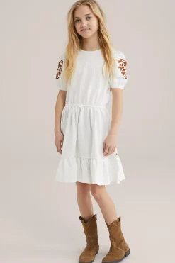 Meisjes seersucker jurk met embroidery